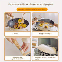 Non-stick Pot With Standable Slight Pressure Pot Cover And Detachable Handle