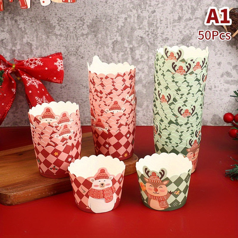 50pcs Christmas Cupcake Paper Muffin Cup Spring Christmas Favors