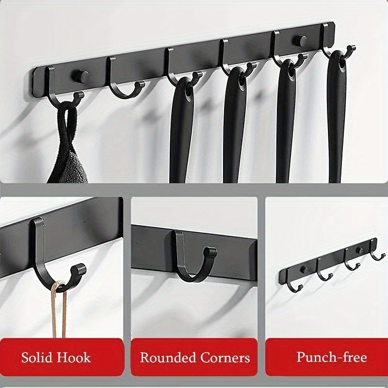 Strong Adhesive Punch Row Hook Pantry Organizer Wall Mounted Hanger