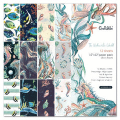 12pcs Marine Life Pattern Scrapbook Paper 30x30 for Journal Making