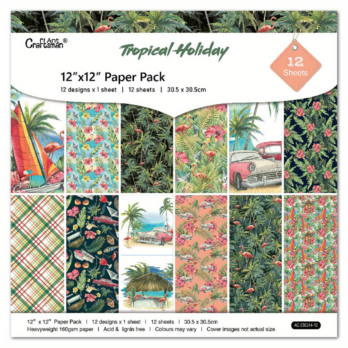 12pcs Marine Life Pattern Scrapbook Paper 30x30 for Journal Making