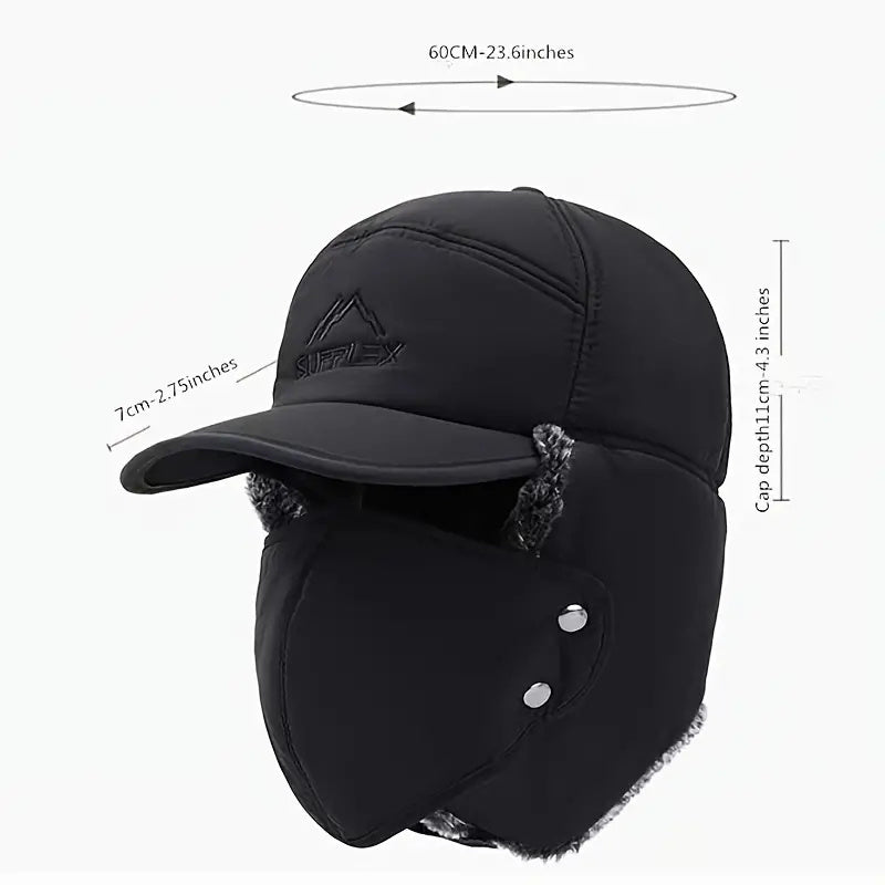Winter Velvet Trapper Hat Men Women Outdoor Cycling Ski Windproof Warm Ear Flaps