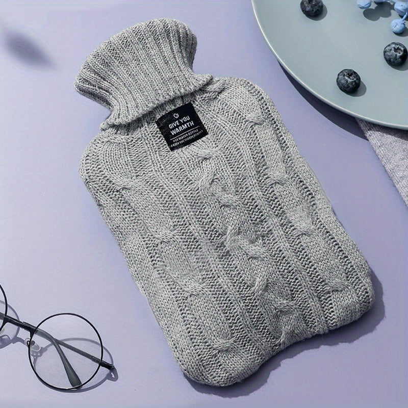 1L Hot Water Bottle w/ Knitted Cover Hand Warmer Feet Warmer Christmas Gift