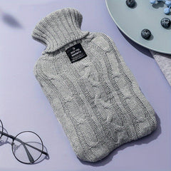 1L Hot Water Bottle w/ Knitted Cover Hand Warmer Feet Warmer Christmas Gift