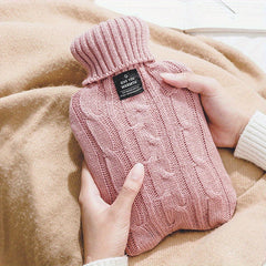 1L Hot Water Bottle w/ Knitted Cover Hand Warmer Feet Warmer Christmas Gift