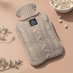 1L Hot Water Bottle w/ Knitted Cover Hand Warmer Feet Warmer Christmas Gift