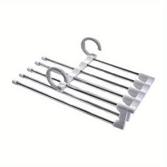 5 In 1 Magic Trouser Rack Hangers Stainless Steel Folding Pant Rack Tie Hanger