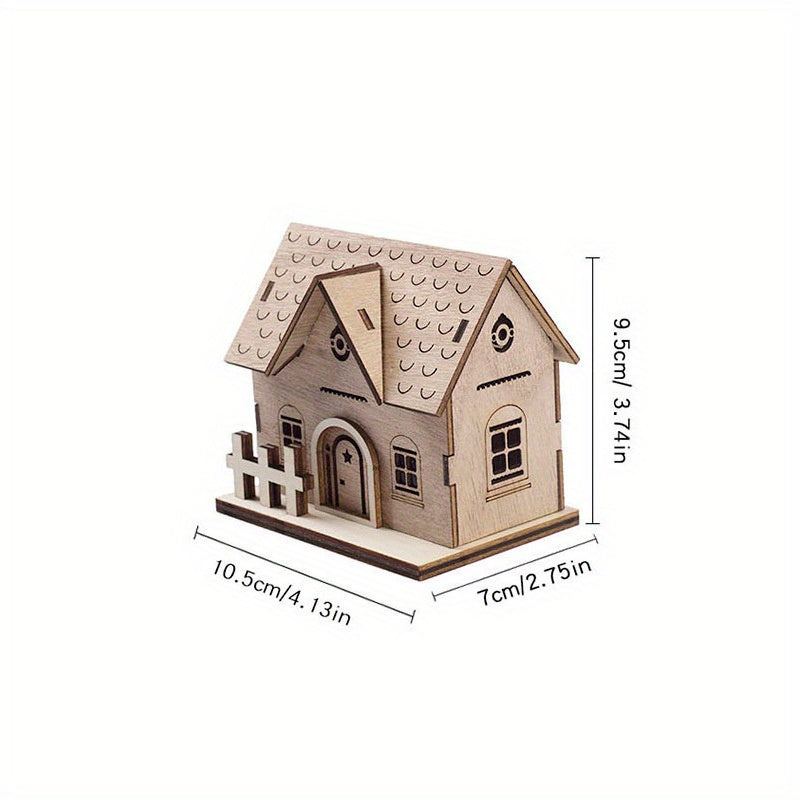 Christmas Wooden Cabin Family Toy DIY Small House Decoration