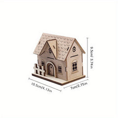 Christmas Wooden Cabin Family Toy DIY Small House Decoration