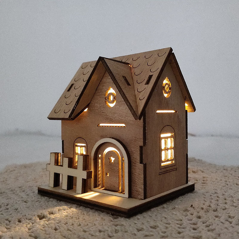 Christmas Wooden Cabin Family Toy DIY Small House Decoration