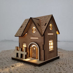 Christmas Wooden Cabin Family Toy DIY Small House Decoration