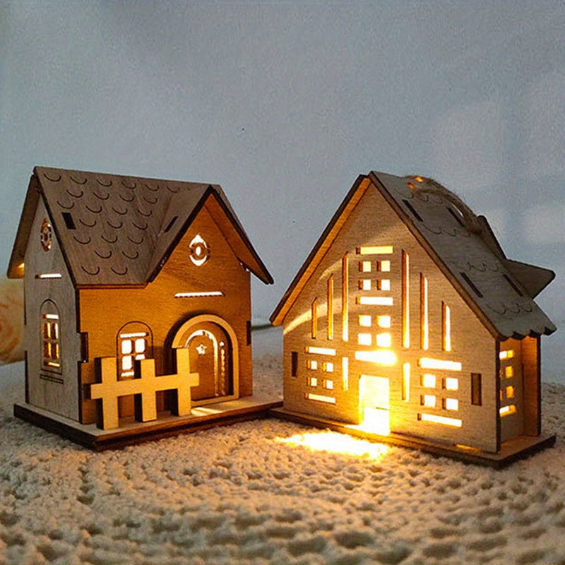 Christmas Wooden Cabin Family Toy DIY Small House Decoration