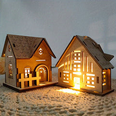 Christmas Wooden Cabin Family Toy DIY Small House Decoration