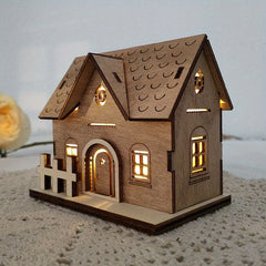 Christmas Wooden Cabin Family Toy DIY Small House Decoration