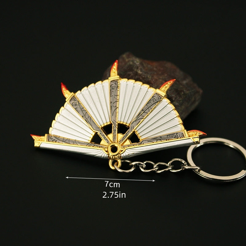 Men's Alloy Fan Model Keychain Mini Metal Fan Key Chain Pendant