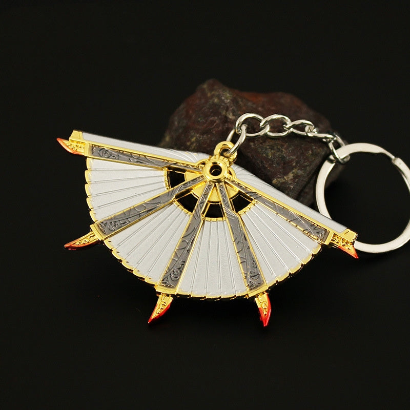 Men's Alloy Fan Model Keychain Mini Metal Fan Key Chain Pendant