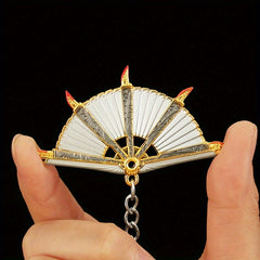 Men's Alloy Fan Model Keychain Mini Metal Fan Key Chain Pendant