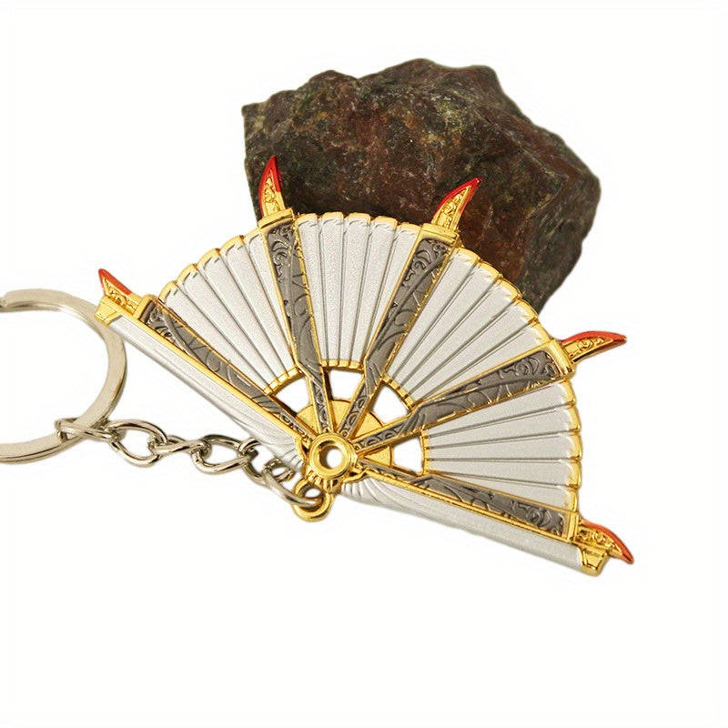 Men's Alloy Fan Model Keychain Mini Metal Fan Key Chain Pendant