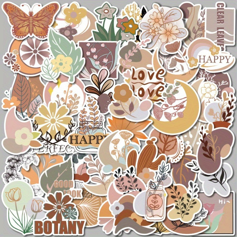50pcs Boho Style Adhesive Stickers for Laptop Phone Case Water Cup