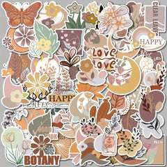 50pcs Boho Style Adhesive Stickers for Laptop Phone Case Water Cup