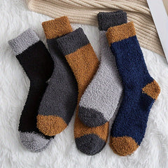 5 Pairs Men's Warm Thermal Crew Socks Plush Comfy Casual Unisex Winter Socks