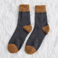 5 Pairs Men's Warm Thermal Crew Socks Plush Comfy Casual Unisex Winter Socks