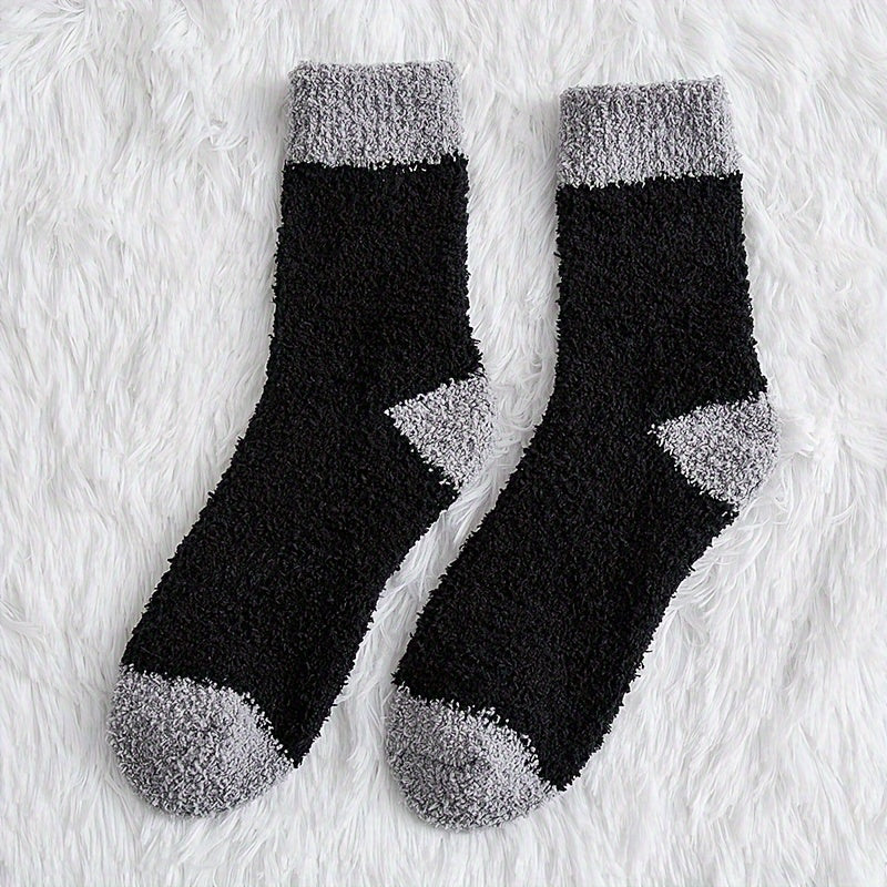 5 Pairs Men's Warm Thermal Crew Socks Plush Comfy Casual Unisex Winter Socks