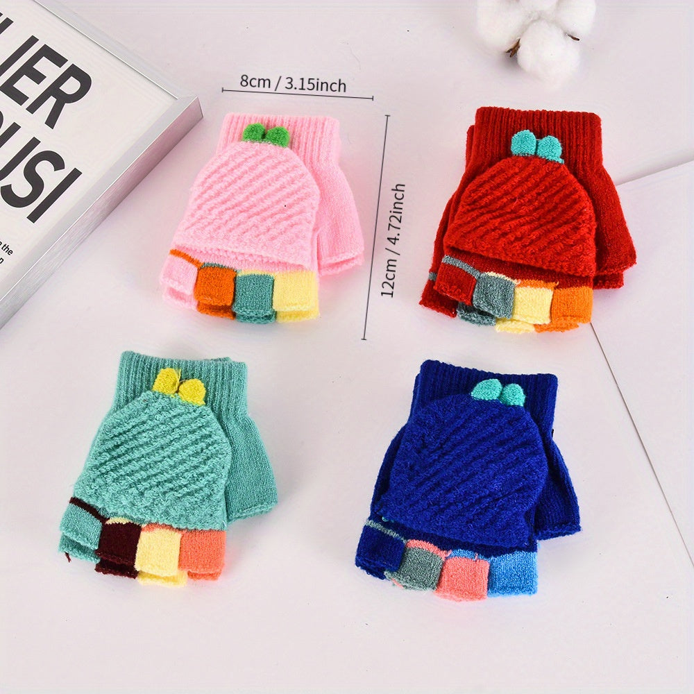 Kids Winter Gloves Soft Knitted Warm Boys Girls