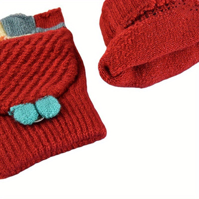 Kids Winter Gloves Soft Knitted Warm Boys Girls