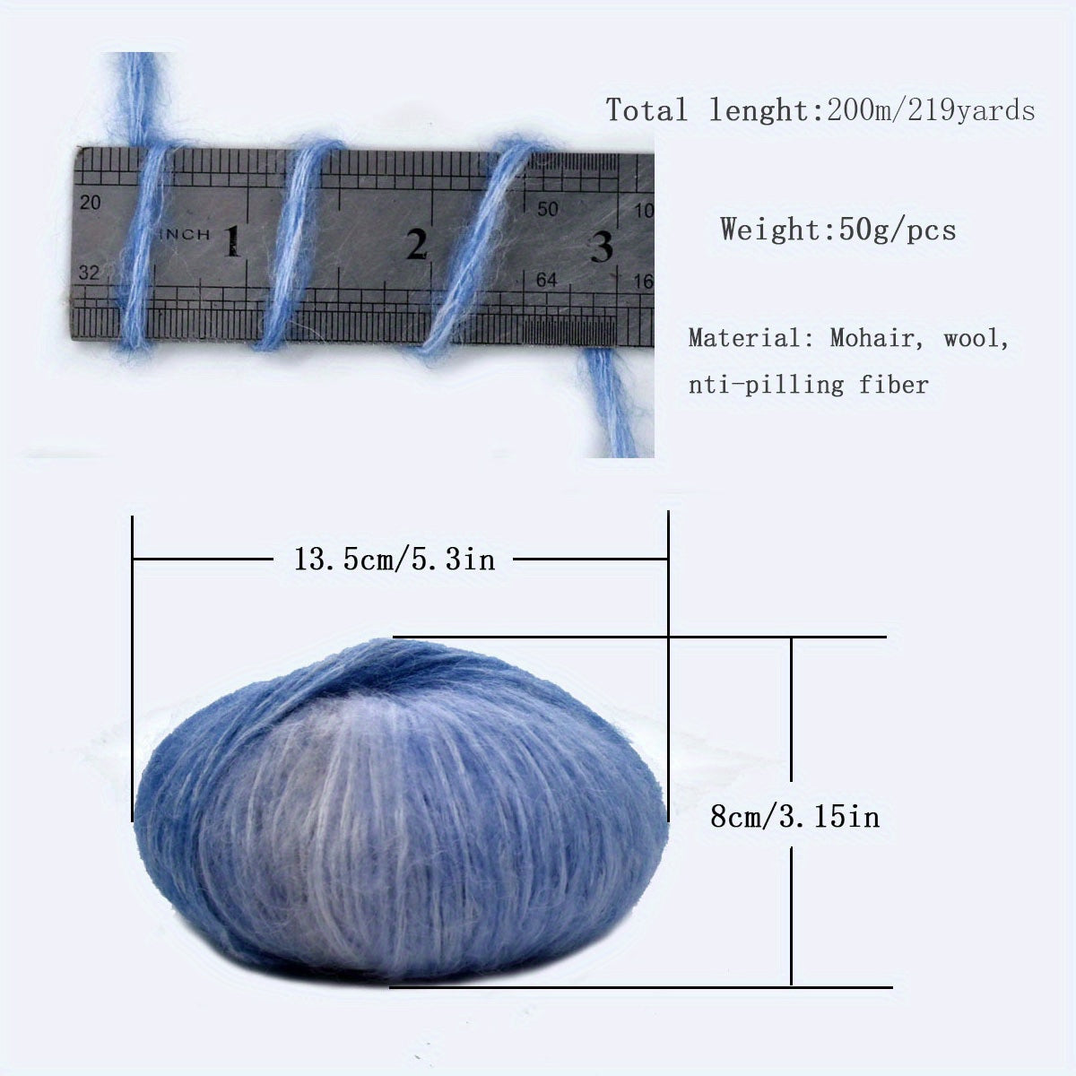 Mohair Yarn 200m 50g For DIY Crocheting Sweater Scarf