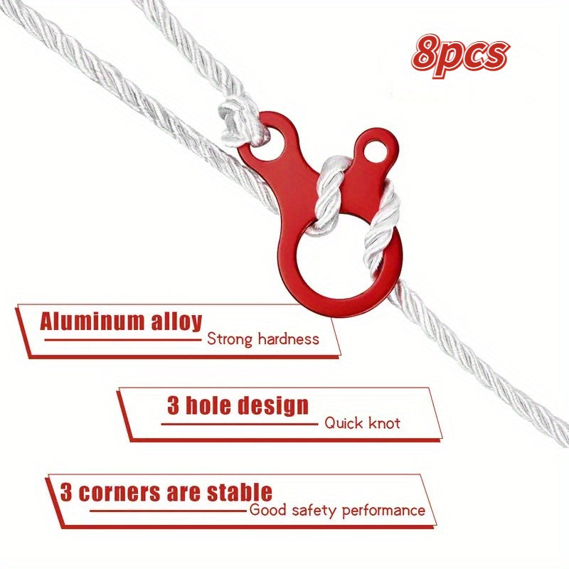 8pcs Windproof Rope Buckles Tent Rope Adjuster Tool