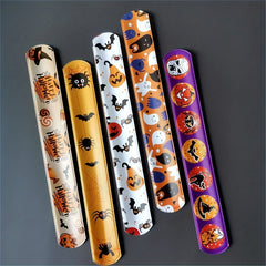 12pcs Halloween Slap Bracelet Skeleton Wrist Pop Circle