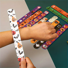 12pcs Halloween Slap Bracelet Skeleton Wrist Pop Circle