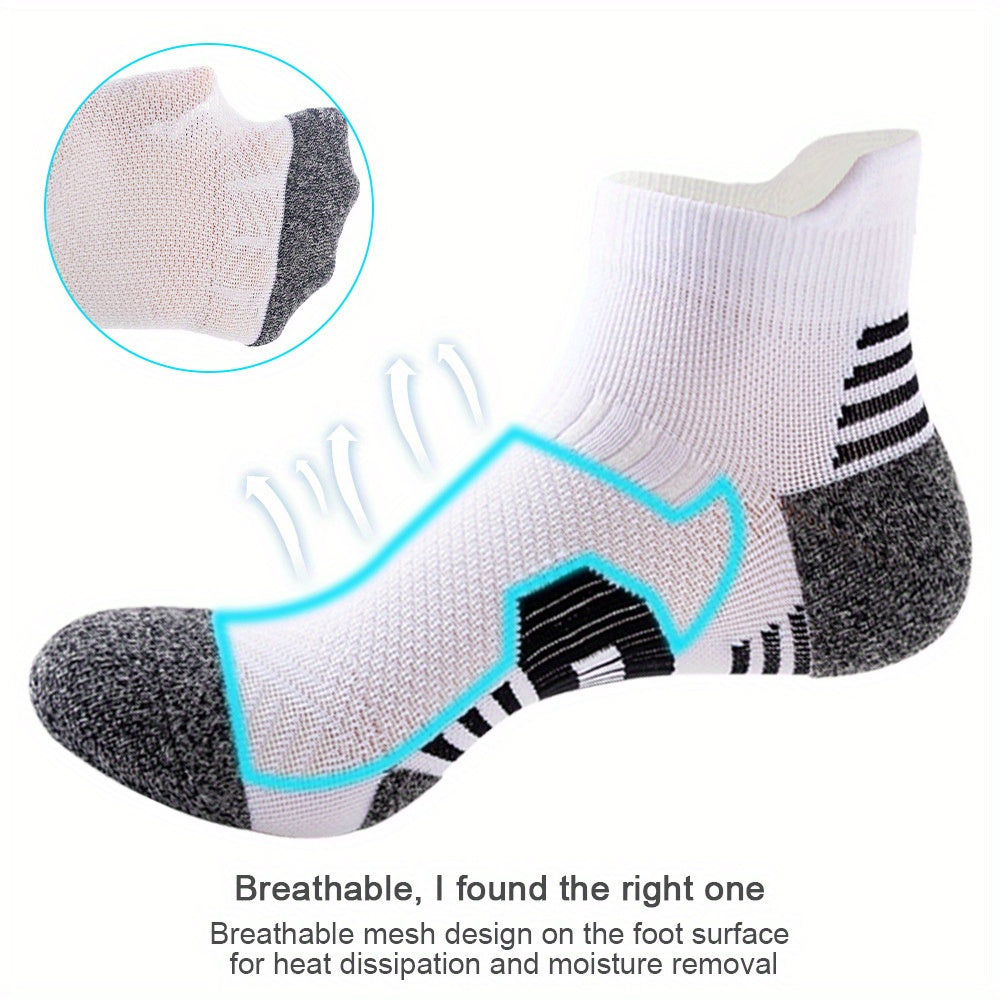 Men's Thick Padded Ankle Socks, 5 Pairs
