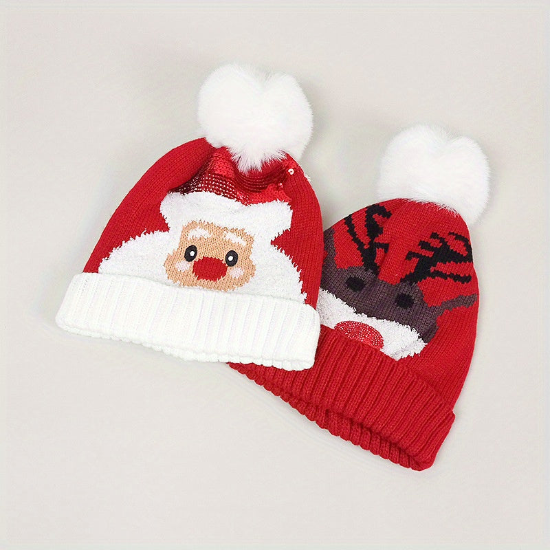 Winter Christmas Santa Claus Elk Hats Outdoor Warm Knitted Hat