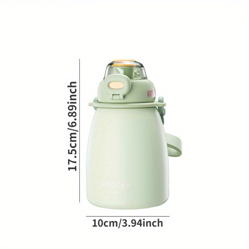600ml Small Belly Flip Top Water Cup Leakproof Stainless Steel Insulation Bottle