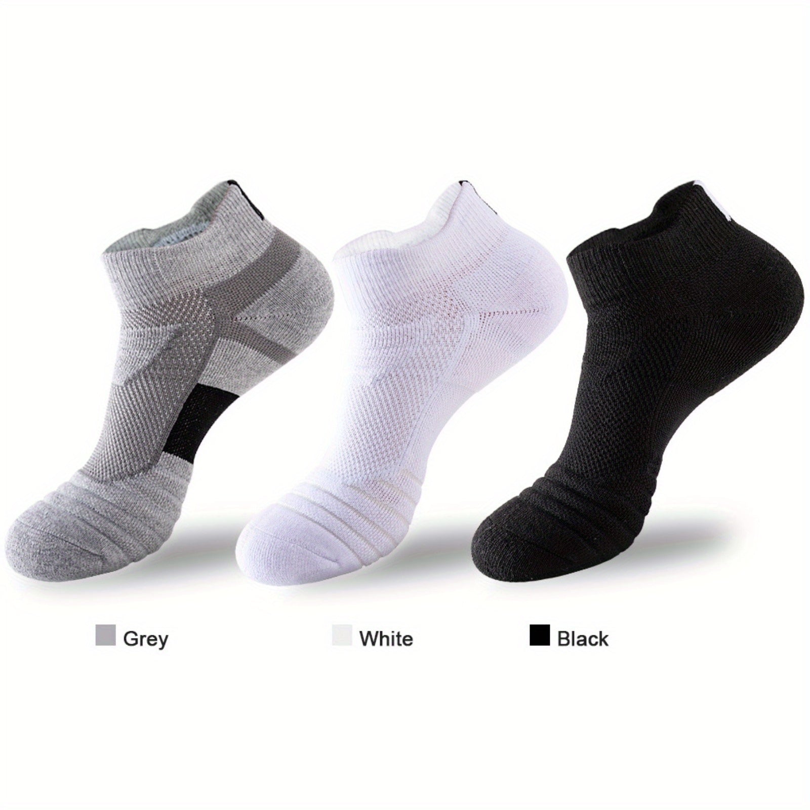 3 Pairs Men's Sports Socks Anti Slip Running Outdoor Thickened Ankle Socks