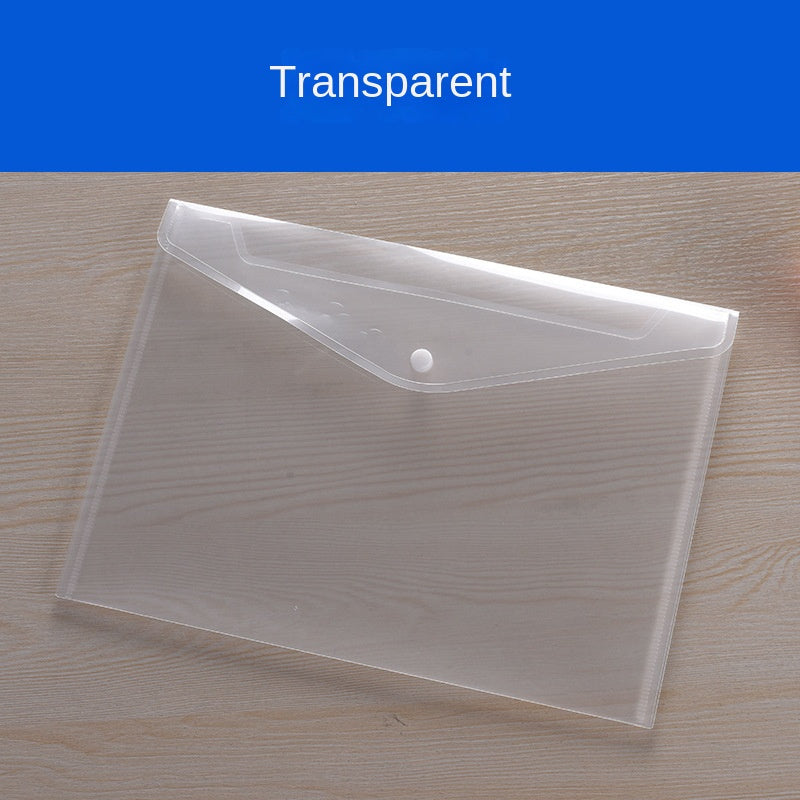 Transparent File Bag With Button Thickened Document Storage Bag