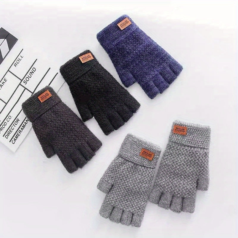 Half Finger Warm Knitted Gloves For Autumn And Winter Adult