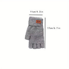 Half Finger Warm Knitted Gloves For Autumn And Winter Adult