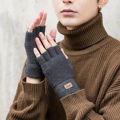 Half Finger Warm Knitted Gloves For Autumn And Winter Adult