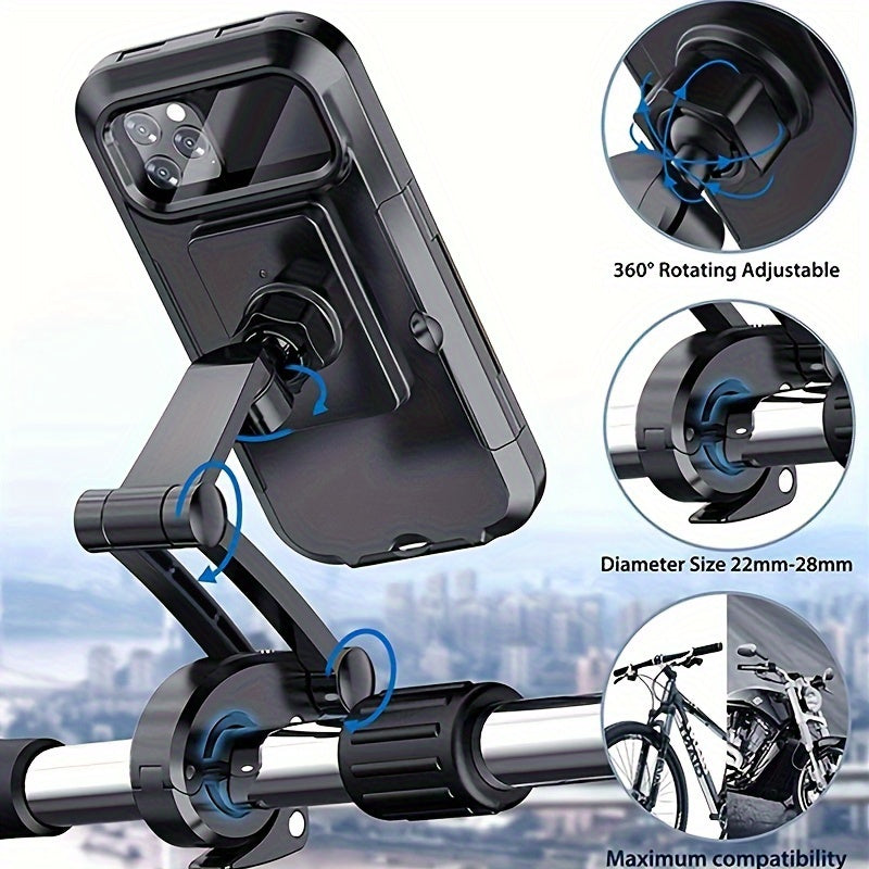 Waterproof Motorcycle Phone Holder 360 Swivel Bike GPS Support