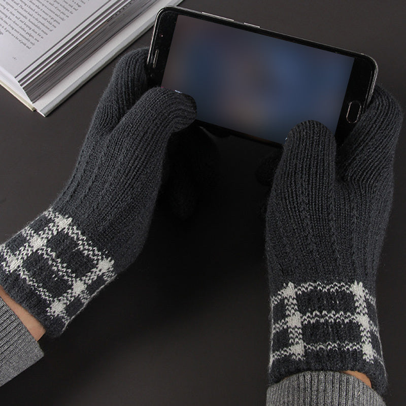 Men's Touch Screen Coldproof Sports Gloves Warm Knitted Driving Cycling