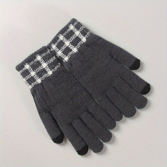 Men's Touch Screen Coldproof Sports Gloves Warm Knitted Driving Cycling