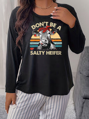 Sunset & Cow Graphic Long Sleeve Sleepwear Top