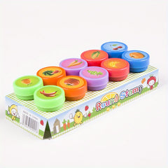 10pcs Assorted Self Ink Stamps Toy Happy Face Seal Scrapbook DIY Decor