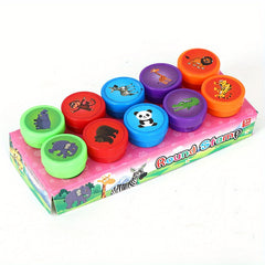 10pcs Assorted Self Ink Stamps Toy Happy Face Seal Scrapbook DIY Decor