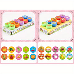 10pcs Assorted Self Ink Stamps Toy Happy Face Seal Scrapbook DIY Decor