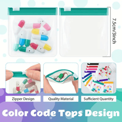 7 Colorful Plastic Pill Pouches Self Sealing Medicine Organizer Slide Lock