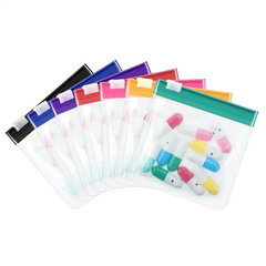 7 Colorful Plastic Pill Pouches Self Sealing Medicine Organizer Slide Lock
